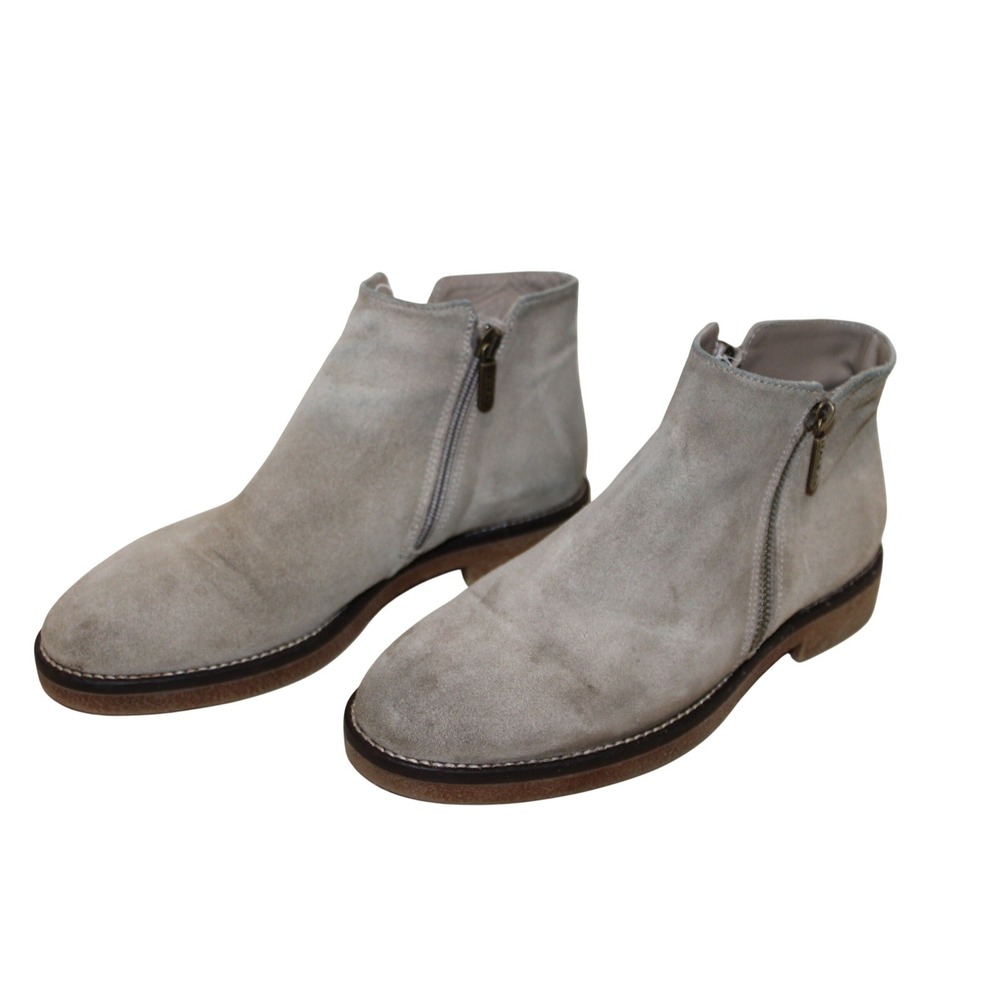 Italeau Waterproof Foliana Booties Womens 39 Taupe Suede Double Zip Minimalist